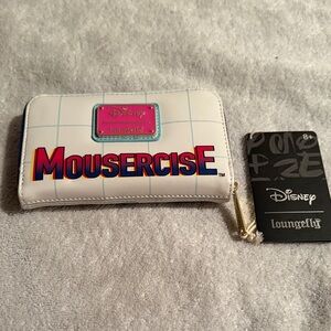 Loungefly White and Pink Disney Mousercise Wallet